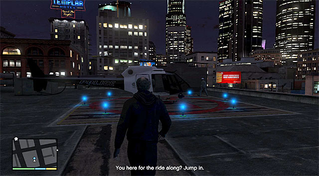 The helicopter on the precinct's rooftop - 43: Eye in the Sky - Main missions - Grand Theft Auto V - Game Guide and Walkthrough