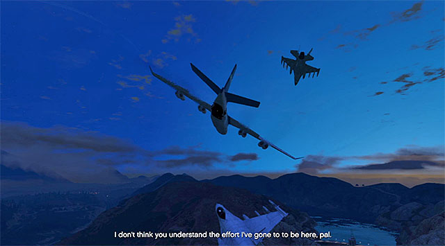 Unfortunately, you cannot destroy the enemy fighter planes - 49: Minor Turbulence - Main missions - Grand Theft Auto V - Game Guide and Walkthrough