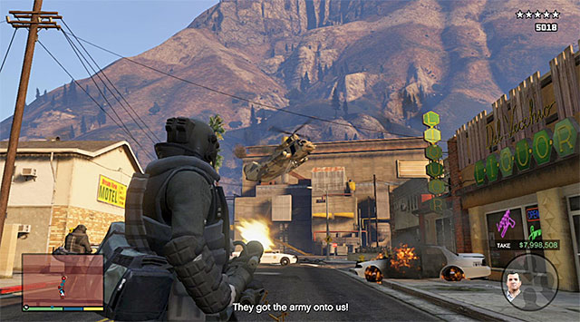 Soon after the fights start, there will appear a police chopper above the bank and, it would be good if you shot it down quickly - 54: The Paleto Score - Main missions - Grand Theft Auto V - Game Guide and Walkthrough