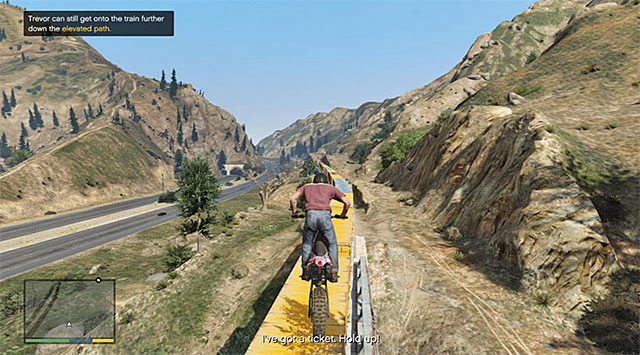 You will now need to perform a very risky maneuver, because you need to bounce off the ramp located at the very end of the elevation - 55: Derailed - Main missions - Grand Theft Auto V - Game Guide and Walkthrough