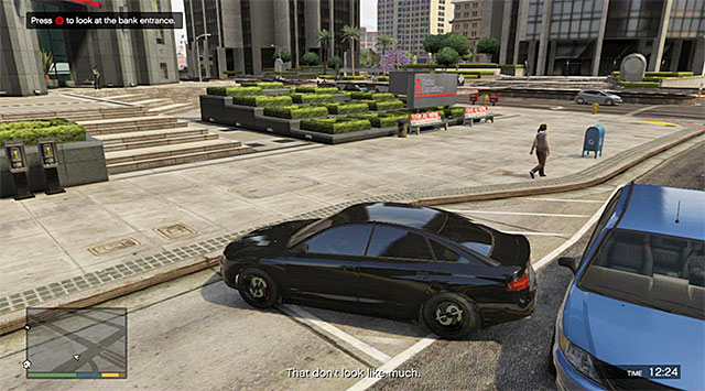 Michael and Franklin need to examine the region of the bank's entrance - 58: Surveying the Score - Main missions - Grand Theft Auto V - Game Guide and Walkthrough