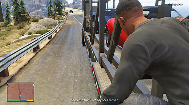 You can switch to the cinematic camera to check out on Franklin - 60: Pack Man - Main missions - Grand Theft Auto V - Game Guide and Walkthrough