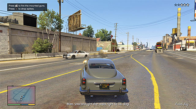 Use the guns to destroy police cars - 60: Pack Man - Main missions - Grand Theft Auto V - Game Guide and Walkthrough