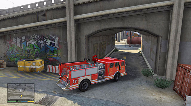 The location to hide the fire truck - 67: Fire Truck - Main missions - Grand Theft Auto V - Game Guide and Walkthrough