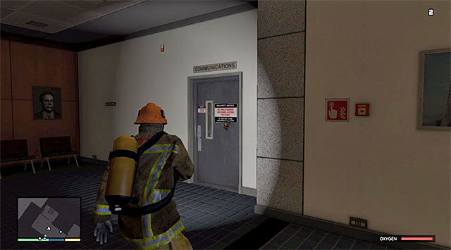 After you have reached floor 53, start crossing one office after another, towards the server room marked on the radar - 68: The Bureau Raid - the Fire Crew variant - Main missions - Grand Theft Auto V - Game Guide and Walkthrough