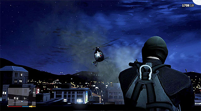 After you reach the external balcony, cut to Michael and use the time-slowing skill to eliminate the pilot of the chopper shown in the above screenshot - 69: The Bureau Raid - the Roof Entry variant - Main missions - Grand Theft Auto V - Game Guide and Walkthrough