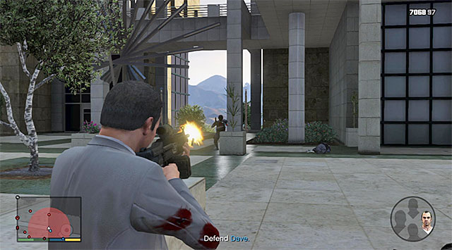 Cover Dave, who is hiding near the fountain - 70: The Wrap Up - Main missions - Grand Theft Auto V - Game Guide and Walkthrough