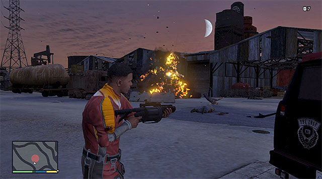 It is a good idea to blow up the enemies' cars - Car Scrapyard - Property missions - Grand Theft Auto V - Game Guide and Walkthrough