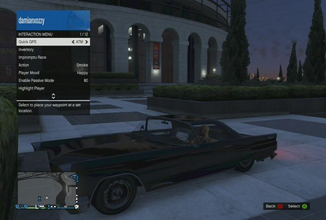 Interaction menu allows you to quickly get to a ATM - Protecting your money against other players - Money - Grand Theft Auto V - Game Guide and Walkthrough