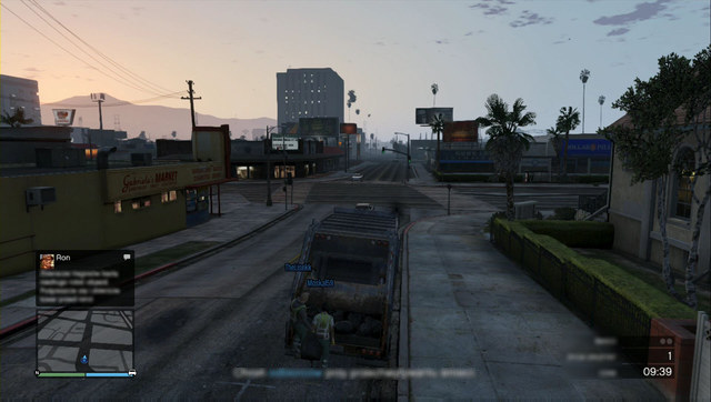 The trash truck is not too fast, use side alleys to lose the gangsters - Heist 4: Series A: Funding - Heists (DLC) - Grand Theft Auto V - Game Guide and Walkthrough