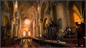 If you're already in Chris Church College, go to the cathedral and talk with Angela who's sitting on the right (14 points) - Chapter 4 - p. 2 - Walkthrough - Gray Matter - Game Guide and Walkthrough