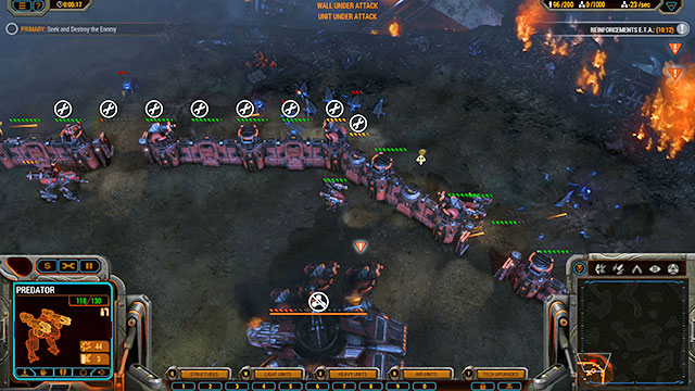If you want to, you can try to go outside the walls and build another base, before the arrival of reinforcements - Mission 5 - Crash Site - The Beta campaign - Grey Goo - Game Guide and Walkthrough
