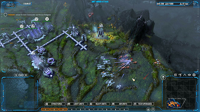 The most pressing problem is eliminating airborne units that start from the Eastern enemy base [3] - Mission 8 - The Observatory - Human campaign - Grey Goo - Game Guide and Walkthrough