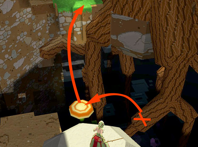 Mushroom will bounce you on solid ground - Shortcut and go back: Checkpoint 4-3 - World 1 - Zone 2 (Dark Woods) - Guild Wars 2: Super Adventure Box - Game Guide and Walkthrough