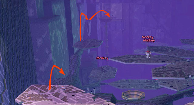 Set of jumps leading to the shop and +5 Bauble - Checkpoint 2-3 - World 1 - Zone 3 (Kingdom of Fungus) - Guild Wars 2: Super Adventure Box - Game Guide and Walkthrough