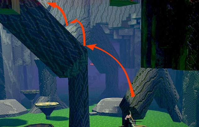 Beginning of the jumping puzzle leading to elite skill - Checkpoint 3-4 - World 1 - Zone 3 (Kingdom of Fungus) - Guild Wars 2: Super Adventure Box - Game Guide and Walkthrough