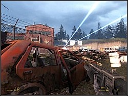 Use the grenades to blow up the turret next to the building shown on the screenshot (it's surrounded by black smoke) - Under the radar p. I - Walkthrough - Half-Life 2: Episode Two - Game Guide and Walkthrough
