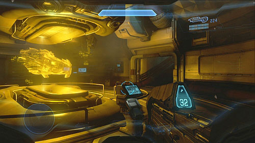 Corridor leads to the room with ships hologram - Get to the observation point - Dawn - Halo 4 - Game Guide and Walkthrough