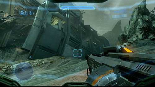 After landing go forward, omitting wrecks - Get to the rallying point - Requiem - Halo 4 - Game Guide and Walkthrough