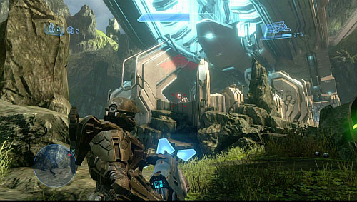 Leave a vehicle, take a cannon and enter next cave - Get to the rallying point - Requiem - Halo 4 - Game Guide and Walkthrough