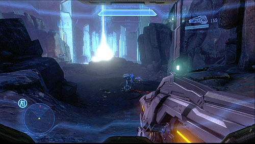 When the area is clear, go behind a rock, behind which you find door - Find the first pylon - Forerunner - Halo 4 - Game Guide and Walkthrough