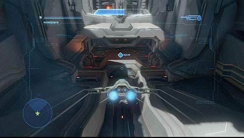 When the further way seems to be blocked, its enough to fly into the bottom tunnel - Get inside the ship - Midnight - Halo 4 - Game Guide and Walkthrough