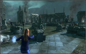 The whole action takes place between the debris at the school's courtyard - Walkthrough - Not My Daughter - Harry Potter and the Deathly Hallows Part 2 - Game Guide and Walkthrough