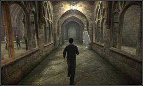 You will get to the Entrance Courtyard [1] - Nearly Headless Nick and a Potions lesson - Walkthrough - Harry Potter and the Half-Blood Prince - Game Guide and Walkthrough