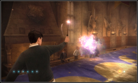 After the cutscene, training will begin [1] and you'll learn how to use the Stupefy and Expelliarmus spells - Dueling Club - Walkthrough - Harry Potter and the Half-Blood Prince - Game Guide and Walkthrough