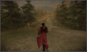 After the duel, run across the wooden bridge [1], turn right after getting to the Stone Circle and run along the path [2] - Quidditch match - Walkthrough - Harry Potter and the Half-Blood Prince - Game Guide and Walkthrough