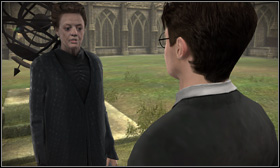 Follow her all the time [1], until you reach the Transfiguration Courtyard, where you will meet with professor McGonagall [2] - Dumbledore, McGonagall and Quidditch - Walkthrough - Harry Potter and the Half-Blood Prince - Game Guide and Walkthrough