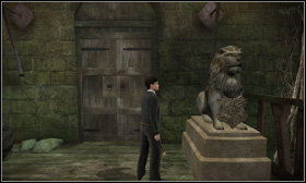 In the corner at the Suspension Bridge - Stone lions - Harry Potter and the Half-Blood Prince - Game Guide and Walkthrough