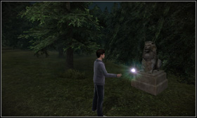 The first lion can be found near the forest behind Hagrid's Hut - Stone lions - Harry Potter and the Half-Blood Prince - Game Guide and Walkthrough