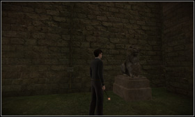 On the Training Grounds, going right from the Potions Club entrance - Stone lions - Harry Potter and the Half-Blood Prince - Game Guide and Walkthrough