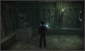 In the Astronomy Tower after getting down from the stairwell - Stone lions - Harry Potter and the Half-Blood Prince - Game Guide and Walkthrough