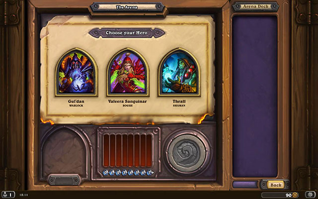 After you have paid your enterer's fee, you receive the opportunity to choose one of 3 random classes - Game Modes - The basics - Hearthstone: Heroes of Warcraft - Game Guide and Walkthrough
