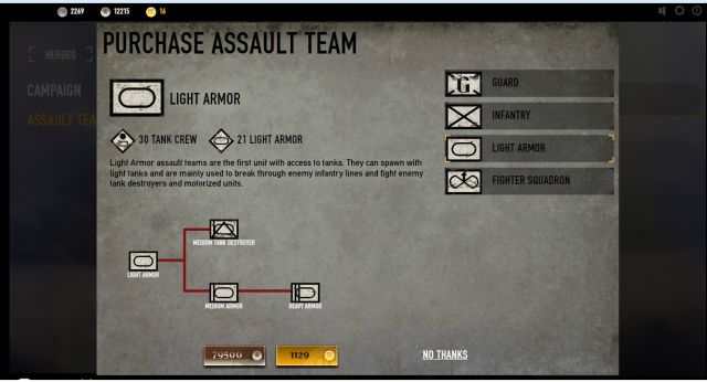 The Assault Team purchase screen. - What are the Assault Teams ? - War mode - Heroes & Generals - Game Guide and Walkthrough