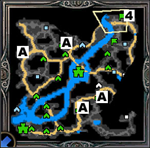 When in the dungeon, defeat the garrisons guarding the dwarfish artifacts (A) - Missions IV, V - Campaign 5: The Ranger - Heroes of Might and Magic V - Game Guide and Walkthrough
