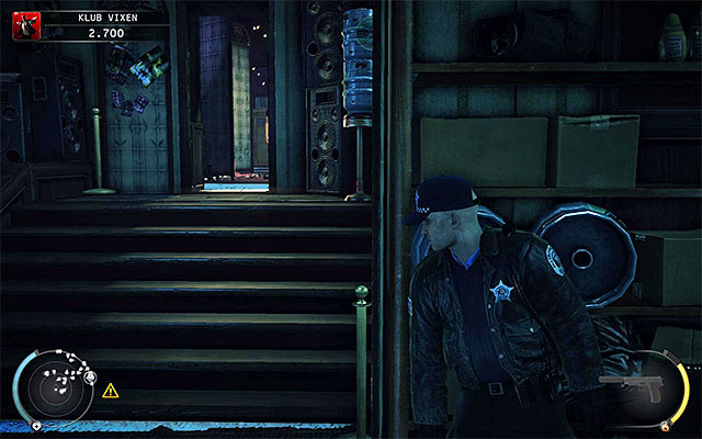 After unlocking the door turn right, reaching a corridor patrolled by a single bouncer - The Vixen Club - Getting out of the club - 5: Hunter and Hunted - Hitman: Absolution - Game Guide and Walkthrough