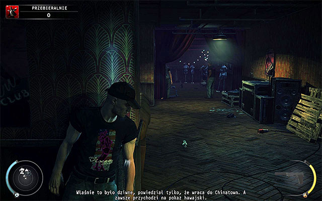 If you play on one of lower difficulty levels then you'll encounter only single bouncer in the area and he will stay at the pool table - Dressing Rooms - 5: Hunter and Hunted - Hitman: Absolution - Game Guide and Walkthrough