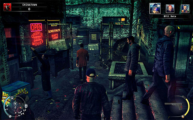 Yet another way to eliminate the target is performing an attack when Dole goes to the side alley for his need (screen above) - Chinese New Year - Eliminating Bill Dole - 5: Hunter and Hunted - Hitman: Absolution - Game Guide and Walkthrough