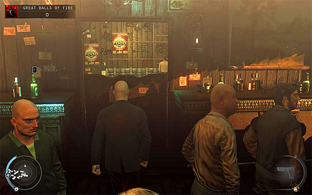 If you want to get to the bartender without a fight then your first task is to figure out how to get to the largest bar room - Great Balls of Fire - Getting to the bartender without a fight - 7: Welcome to Hope - Hitman: Absolution - Game Guide and Walkthrough