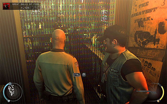 When you have Hope police officer disguise, you can return to the starting room and then enter the main bar area with no problems, not worrying that someone may identify you - Great Balls of Fire - Getting to the bartender without a fight - 7: Welcome to Hope - Hitman: Absolution - Game Guide and Walkthrough