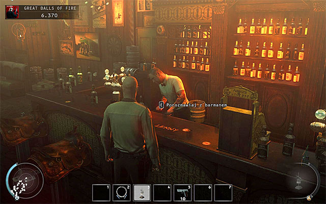 But that's not the end yet, because in the last part of the bar you'll encounter more persons which should be avoided, including two officers sitting at one of the tables - Great Balls of Fire - Getting to the bartender without a fight - 7: Welcome to Hope - Hitman: Absolution - Game Guide and Walkthrough