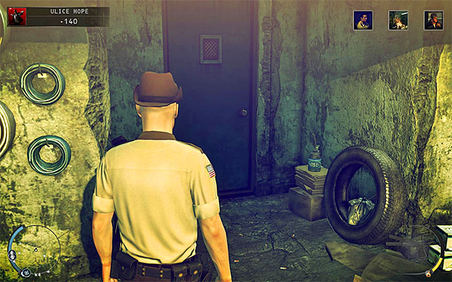 The best way to get into a car garage is using the side door shown on the above screen - Streets of Hope - Murdering Landon Metcalf - 9: Shaving Lenny - Hitman: Absolution - Game Guide and Walkthrough