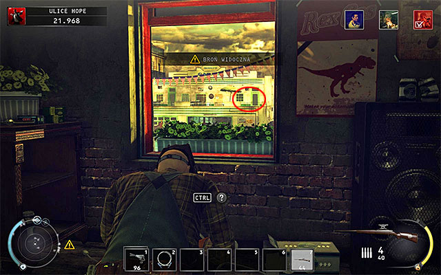 The best place to make a sniper shot is first floor of the convenience store (screen above), especially that a successful action is connected with completing one of additional challenges - Streets of Hope - Murdering Landon Metcalf - 9: Shaving Lenny - Hitman: Absolution - Game Guide and Walkthrough