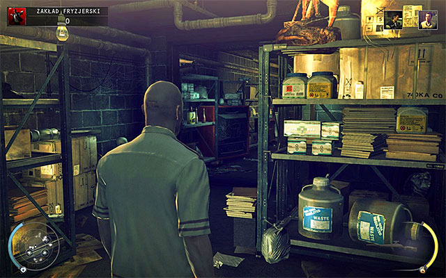 The barbershop's basement is not guarded by anyone, but from time to time one of cowboys might walk in here, searching for hot sauce - Barbershop - Exploring the barbershop - 9: Shaving Lenny - Hitman: Absolution - Game Guide and Walkthrough
