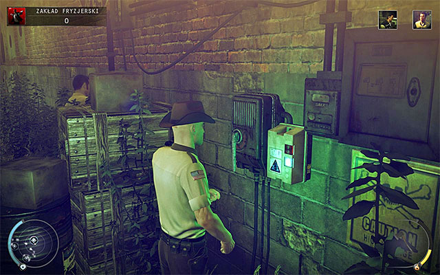 After detaching the wire, approach the lever shown on the above screen and wait for Mason, who will come here to urinate - Barbershop - Murdering Mason McCready - 9: Shaving Lenny - Hitman: Absolution - Game Guide and Walkthrough