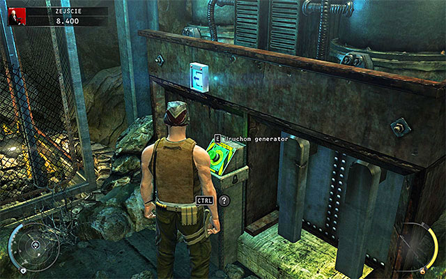 Regardless of the course of events locate a button which starts the generator - Descent - Reaching the elevator - 11: Dexter Industries - Hitman: Absolution - Game Guide and Walkthrough