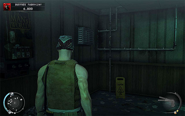 After reaching the toilets, locate an entrance to the ventilation shaft shown on the above screen - Factory Compound - Accessing the factory building lobby - 11: Dexter Industries - Hitman: Absolution - Game Guide and Walkthrough